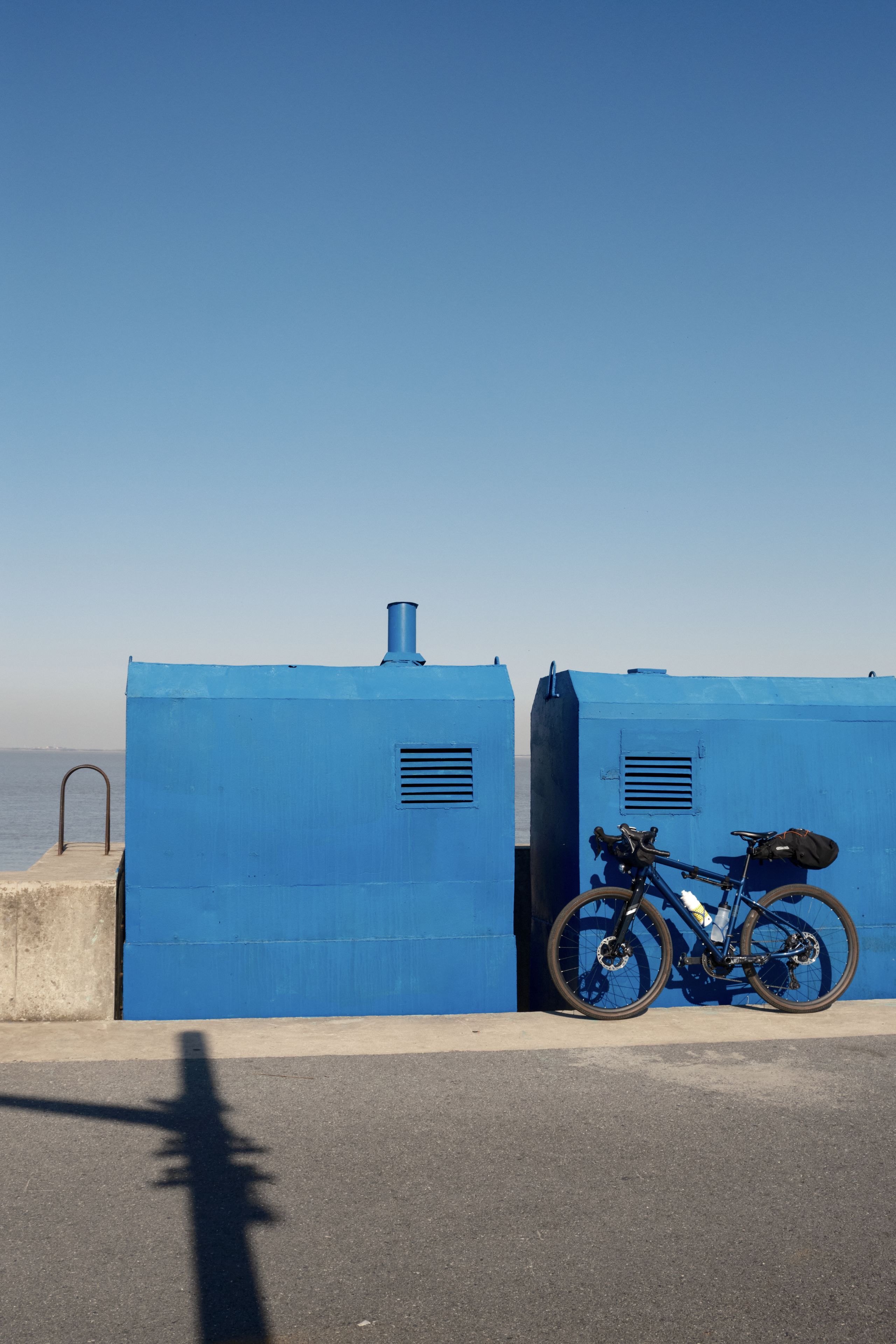 Blue box by the river