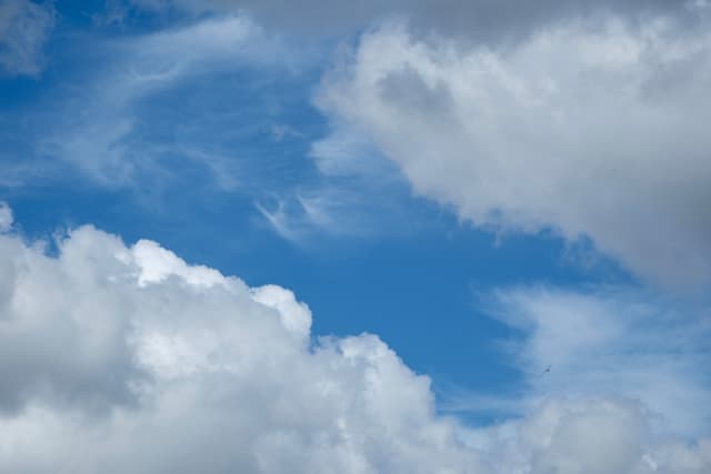 Blue sky with white cumulus clouds